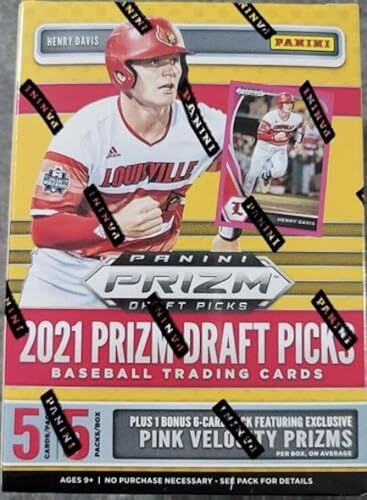 2021 Panini Prizm Draft Baseball Factory Sealed Blaster Box 5 Packs of 5 Cards plus 1 6-Card pack of Pink Velocity Prizms. Chase possible autographs
