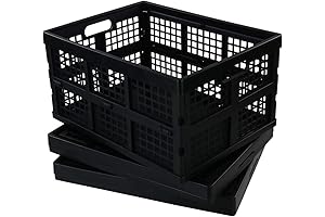 Morcte 34 L Plastic Rectangular Instantly Foldable Crates