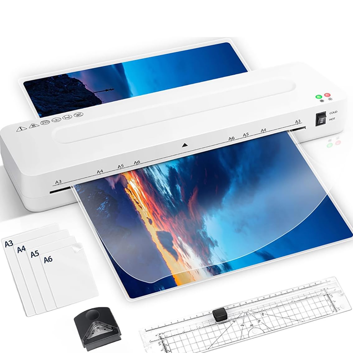 JKJZSALJ A3 Lamination Machine, 13 Inch Laminating Machine With Hot And Cold Settings, 40 Laminating Pouches, For Posters, Photos, Menus