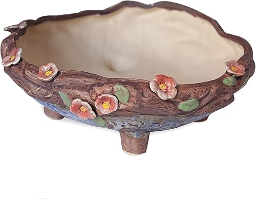 Miniatura 5 de Dahlia 8 '' Estilo Vintage Detalle Floral Plantador Suculento CerámicaMacetaMaceta, Poco Profundo