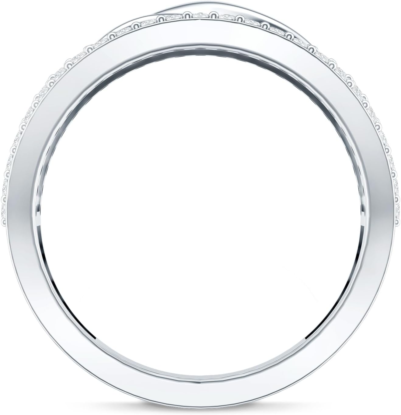 Certified Moissanite Designer Infinity Band in Silver, D-Vs1 Quality, Moissanite Wedding Ring - Ready To Gift