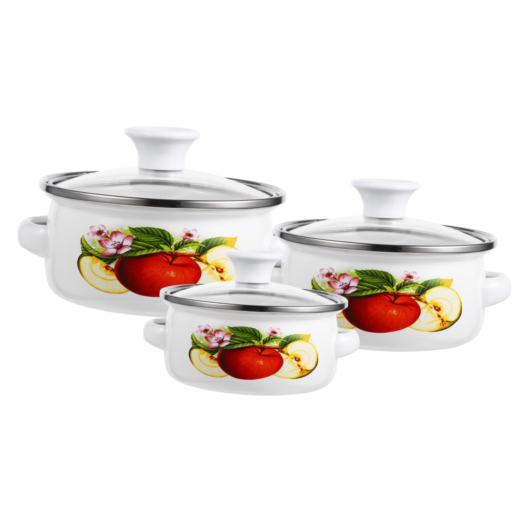 Cuisson sur plaque COLLBATH lot de 3 mini casseroles émaillées double anse 12-16 cm