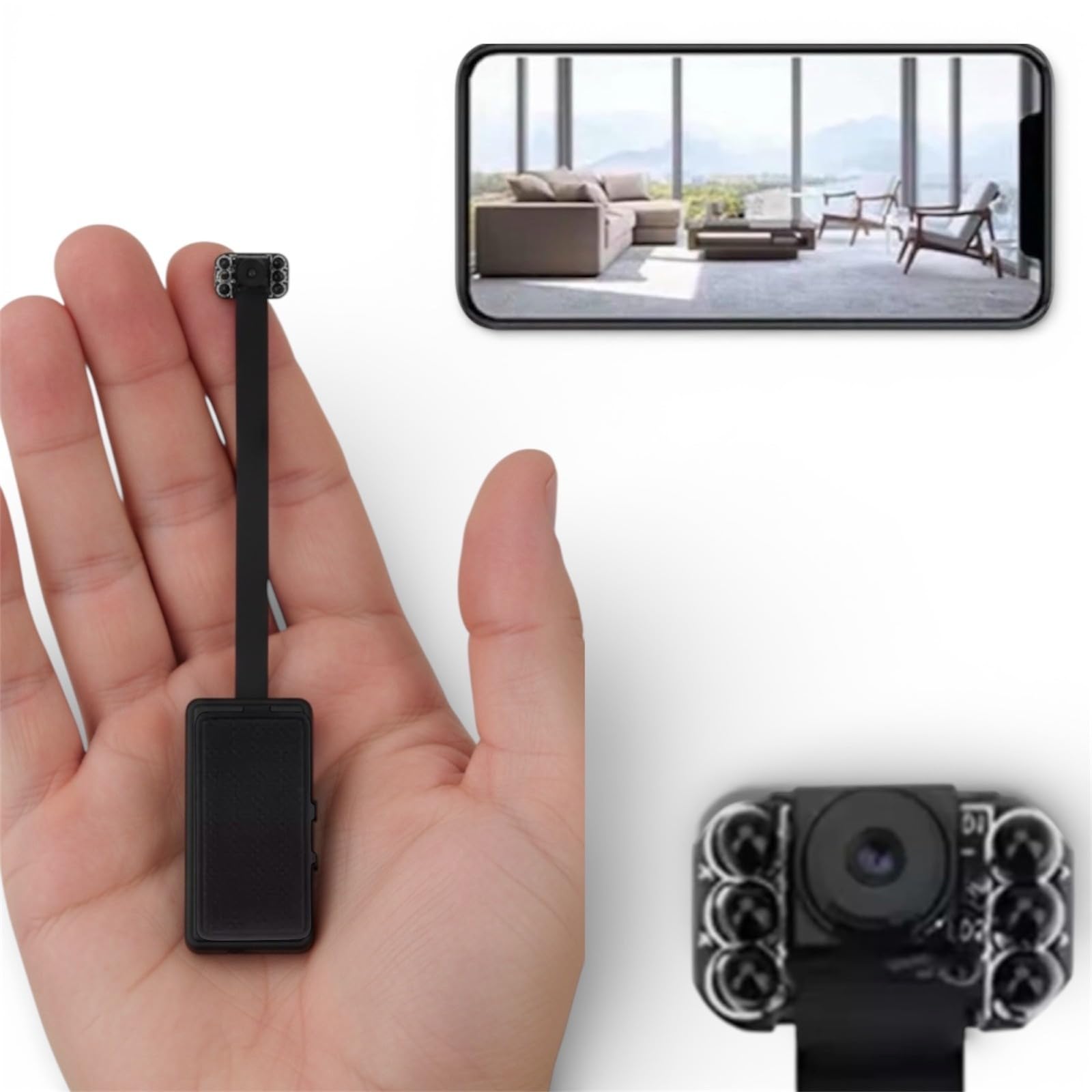 Mini Telecamera WiFi di Sorveglianza con Sensore di Movimento, Infrarossi con Batteria, Controllo da Smartphone, Visione Notturna Microcamera visione notturna 1080P