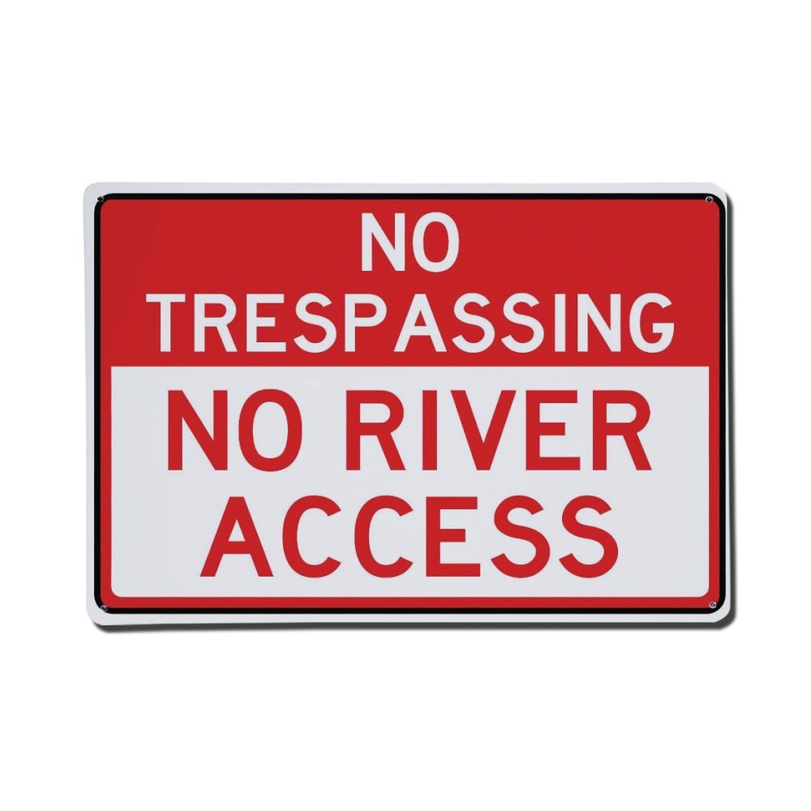 No Trespassing No River Access Warning Sign Vintage Aluminium Metal Sign, Retro Wall Decor for Home, Bar, Garage & Farmhouse 20x30cm