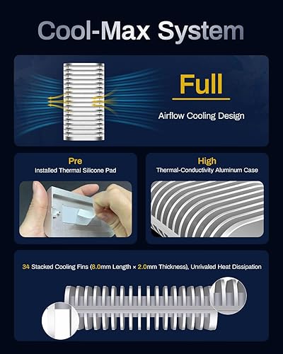 Miniatura 5 de TERRAMASTER Carcasa SSD D1 Plus 40Gbps M.2 NVMe SSD - Carcasa de aluminio M.2 USB tipo C, compatible con USB 43.23.13.02.0, Thunderbolt 543,
