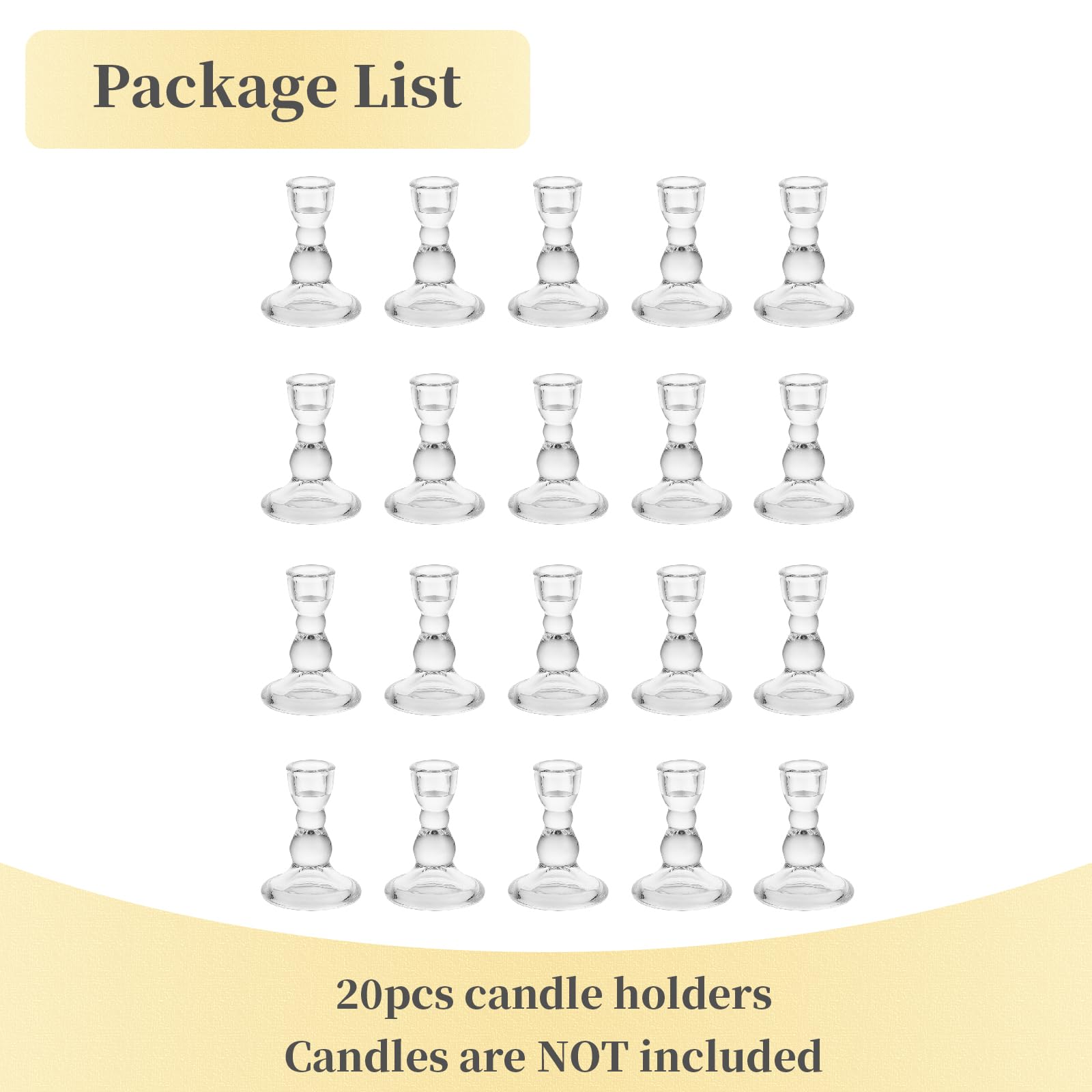 Hewory Bougeoirs en Verre pour Chandelier: 20pcs Chandelier Taper Détenteurs en Vrac Bougeoirs Clairs Porte-Bâtonnets pour Table de Noël de Fête de Mariage Centrepieces