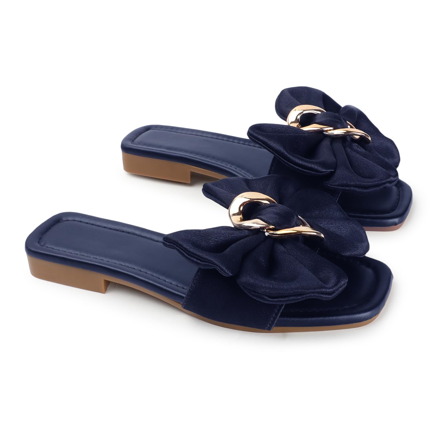 Women Stylish Flat Sandals | Comfortable Slip-On Casual Flats | Lightweight Footwear for Women & Girls Blue