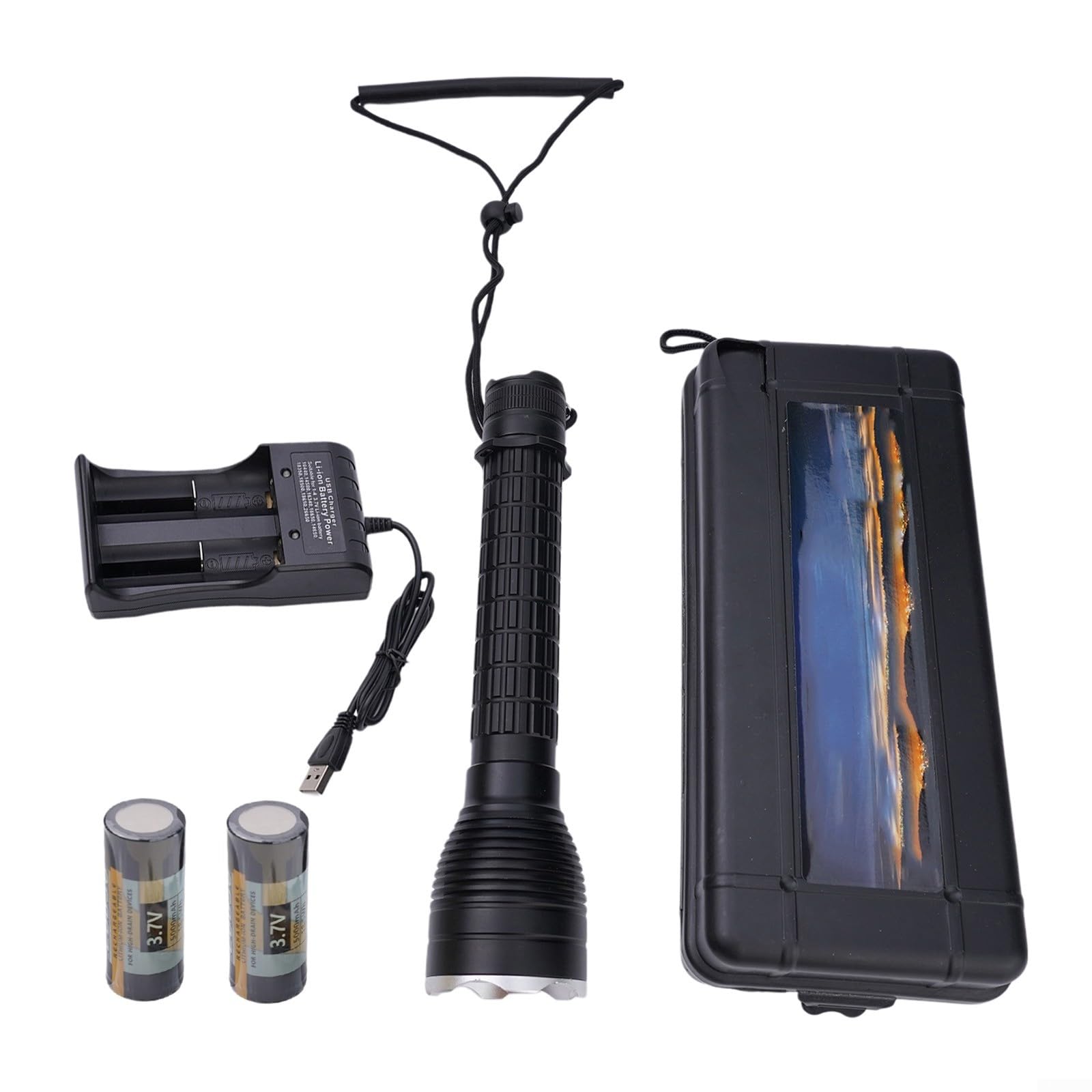 Torcia subacquea P70 LED 4000LM torcia subacquea IPX8 impermeabile in lega di alluminio con cinturino da polso per campeggio, pesca caccia (F)