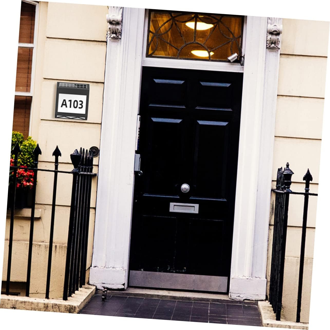 Gadpiparty 1set Solar House Number Sign Night Visibility White Light Easy Install Solar-powered Address Plate