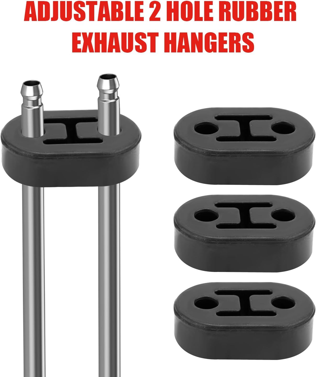 Exhaust Hanger Pliers & 4pcs 2 Hole Rubber Exhaust Hangers, Exhaust Hook Wrench Universal Muffler Hanger Pliers Tool Kit Compatible with Car and Truck Exhaust Systems