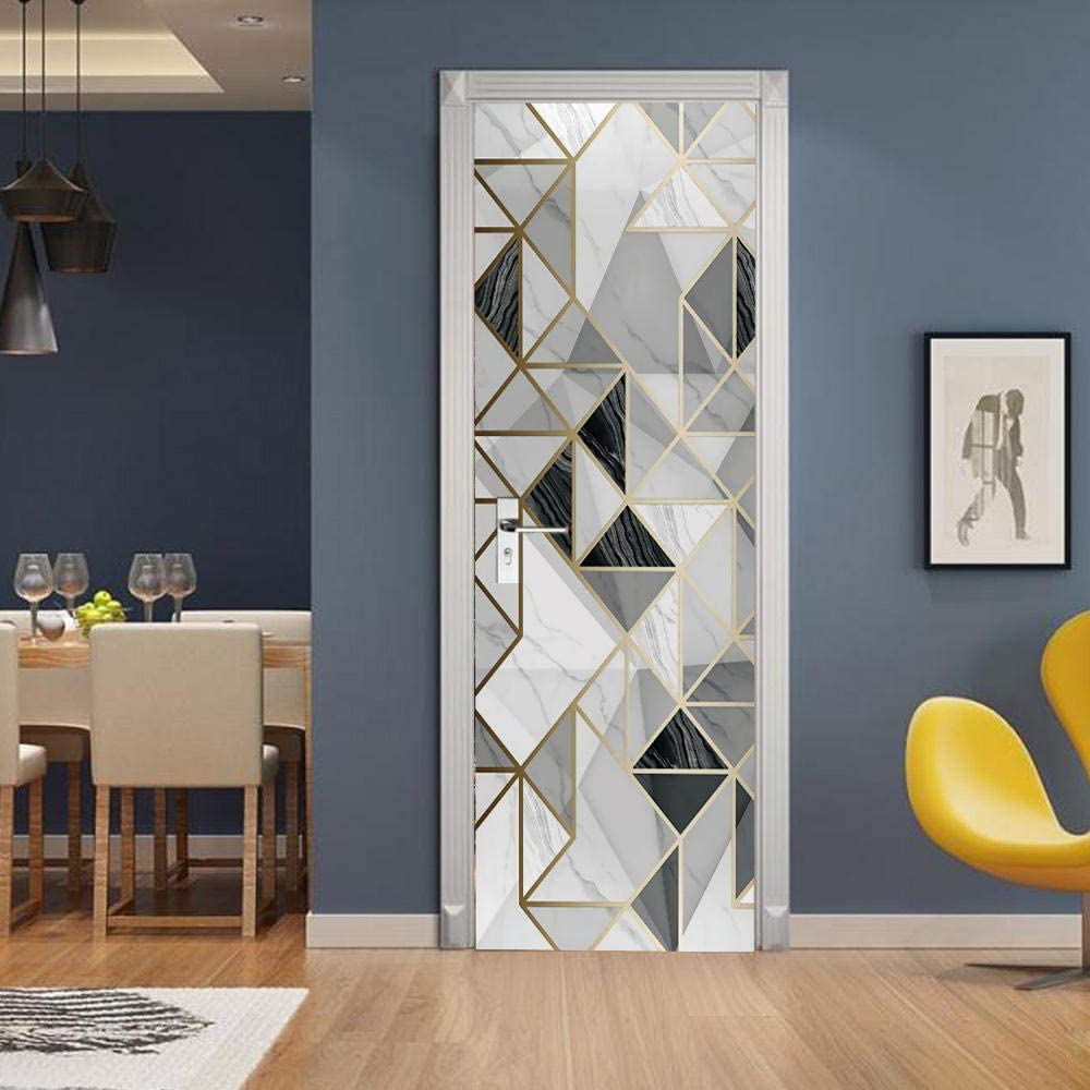 Adesivi Porte 3D Neri - Decorazione Moderna Per Porte Interne | 95x210cm | Facile Applicazione - Foto 3