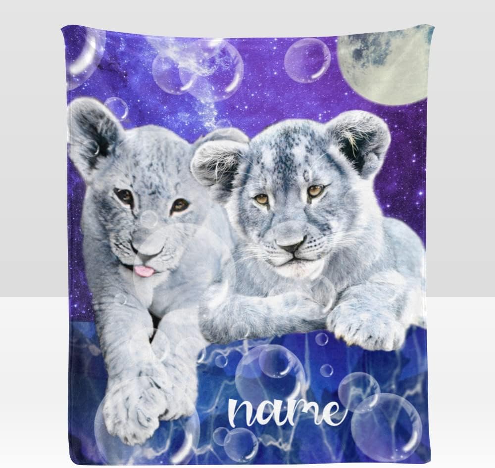 Custom Blanket with Name Text,Personalized Animal Funny Sweet Fox Super Soft Fleece Throw Blanket for Couch Sofa Bed (50 X 60 inches)