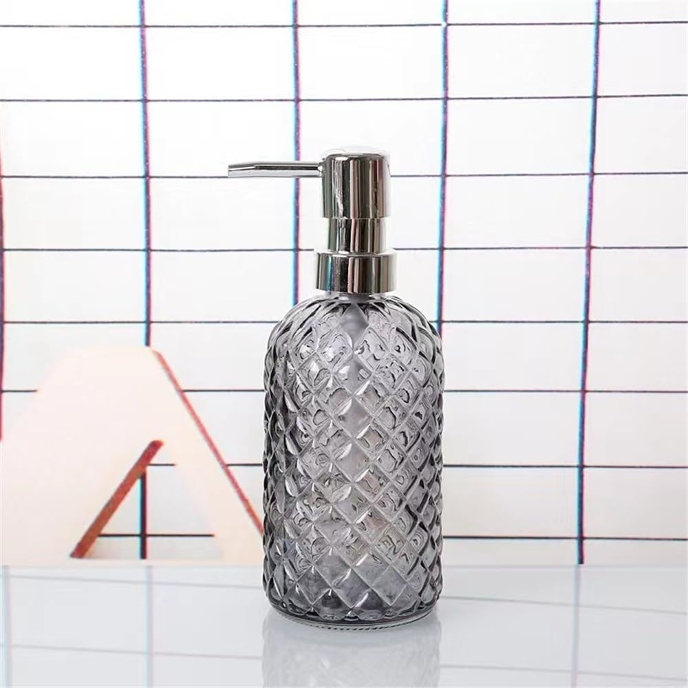 Distributeurs de Savon Bouteille de lotion en verre 400 ml Porte-savon for maison/hôtel/salle de bain Transparent Cylindrique Bleu/Transparent/Vert/Orange Accessoire Salle de Bain(Transparent)
