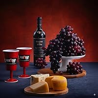 Vista 7 de Copas de vino de plástico rojo reutilizables con tallo, 8 onzas, copas de vino únicas de alta resistencia para fiestas, copas de champán duraderas