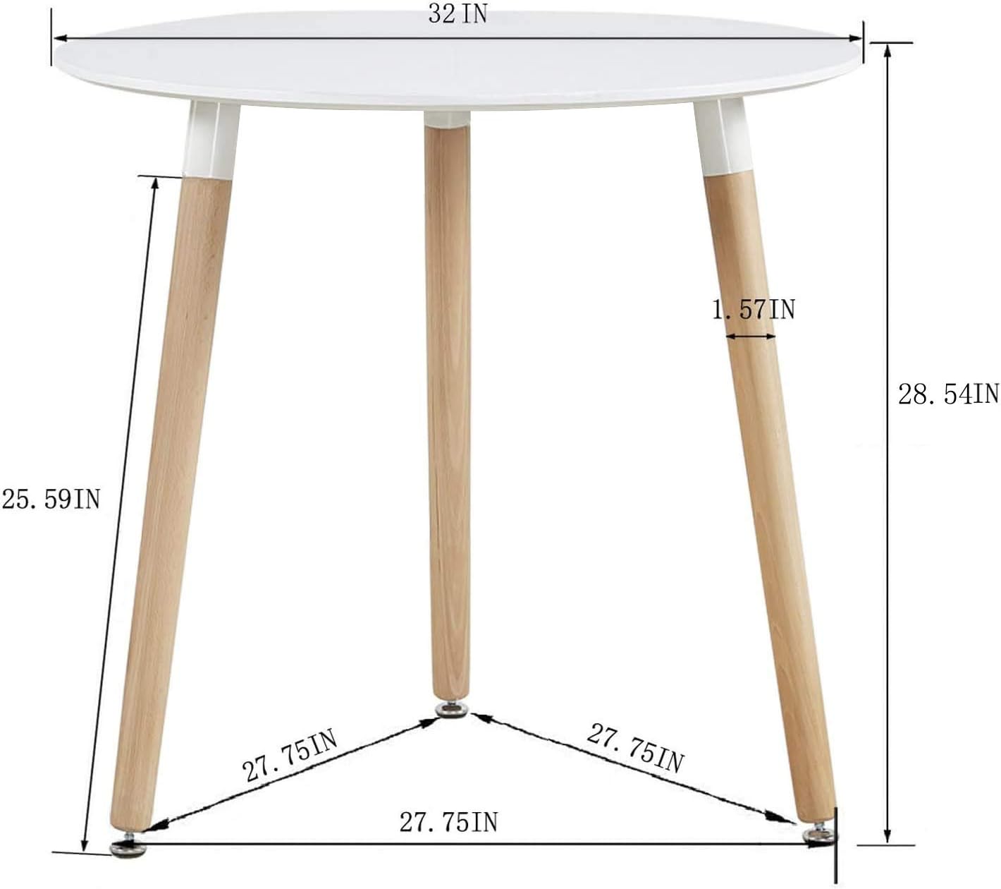GreenForest Dining Table White Modern Round Table with Wood Legs for Kitchen Living Room Leisure Coffee Table - Tables