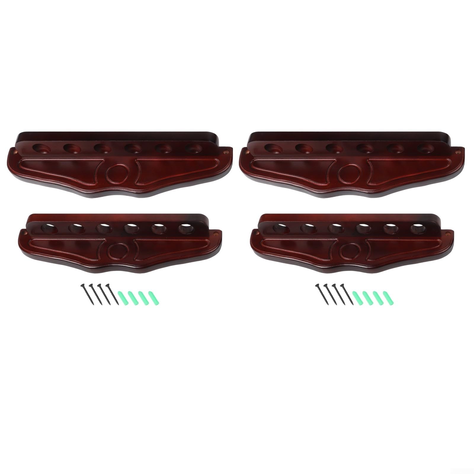 QuivyLivy Wooden Pool Cue Rack, 6-Slot Wall Mounted Snooker Holder Stand for Billiard Room Decor, High-End Wood Storage Organizer to Prevent Cue Warping, Red(wine red 2 set)
