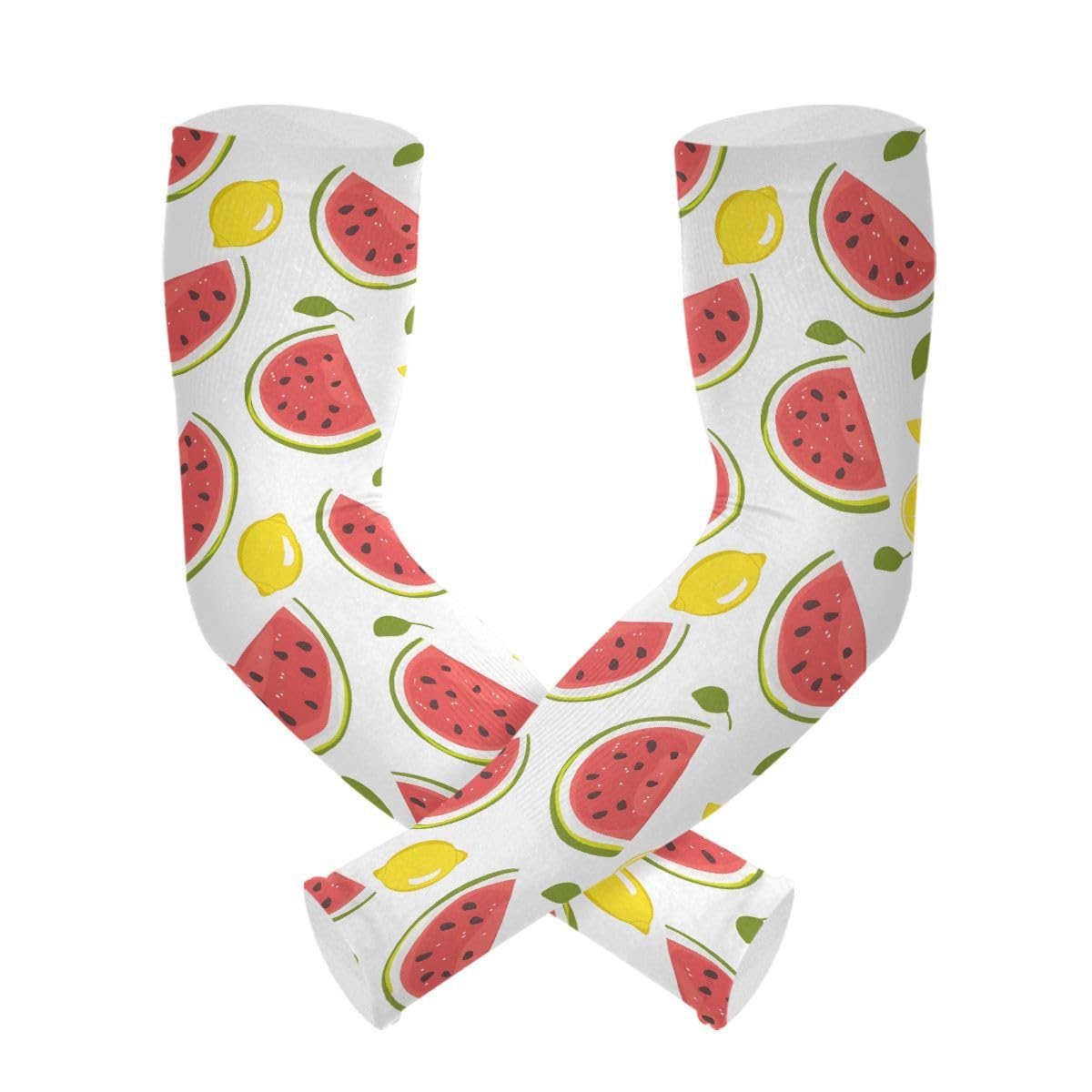ALAZA Watermelon Lemon Fruit Gardening Sleeves Cooling Arm Sleeves Sun Protection Thumb Hole Arm Covers for Women Men