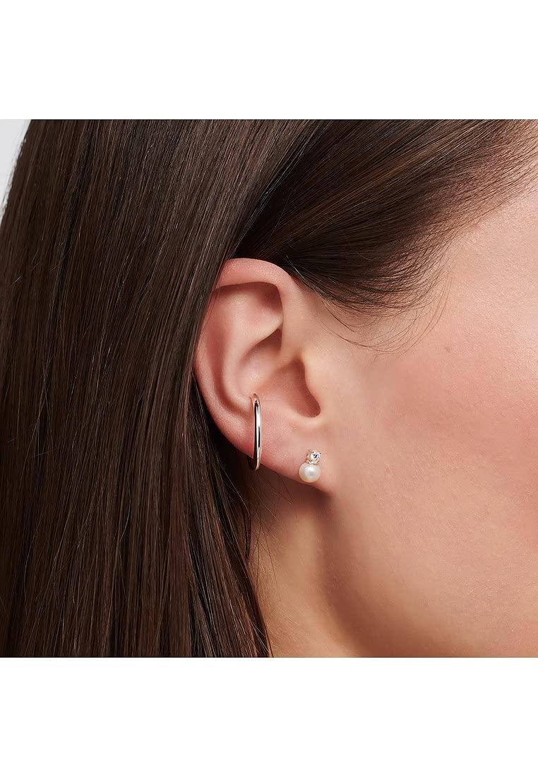 THOMAS SABO Einzel Ohrstecker Perle mit weißem Stein silber 925 Sterlingsilber