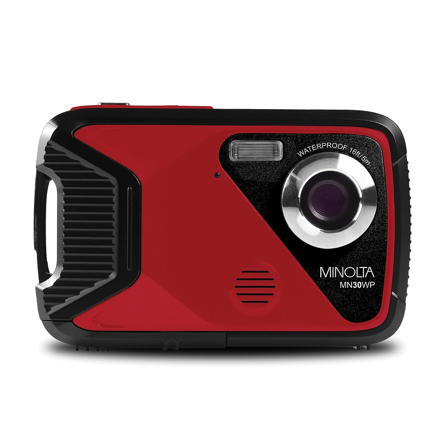 Minolta Waterproof Digital Camera – 21MP Photos, 1080p HD Video, 2.8” LCD, Underwater Up to 16ft, 4X Digital Zoom, Anti-Shake, Face Detection, Smile Capture, Scene Modes, 16GB Card (Red)