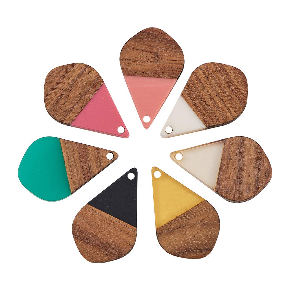 Airssory – 50 Ciondoli Fai Da Te In Resina E Legno – Goccia 21,5x14,5 Mm