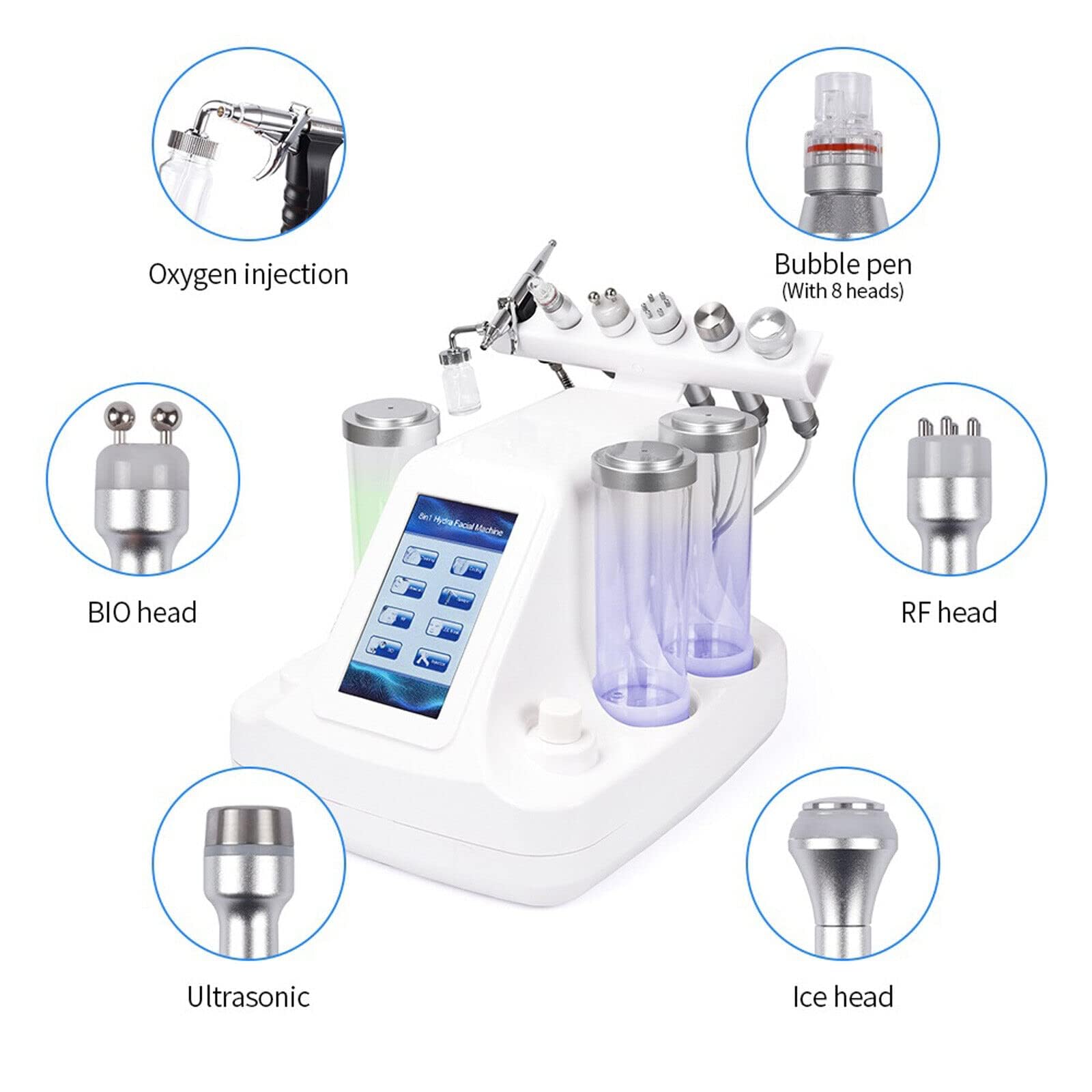 Dispositivo idrofacciale professionale Acqua Idrogeno Ossigeno, Dispositivo di bellezza 6 in 1 Dispositivo per la pulizia del viso, Dispositivo a bolle piccole, Pulizia dei pori e dei punti neri