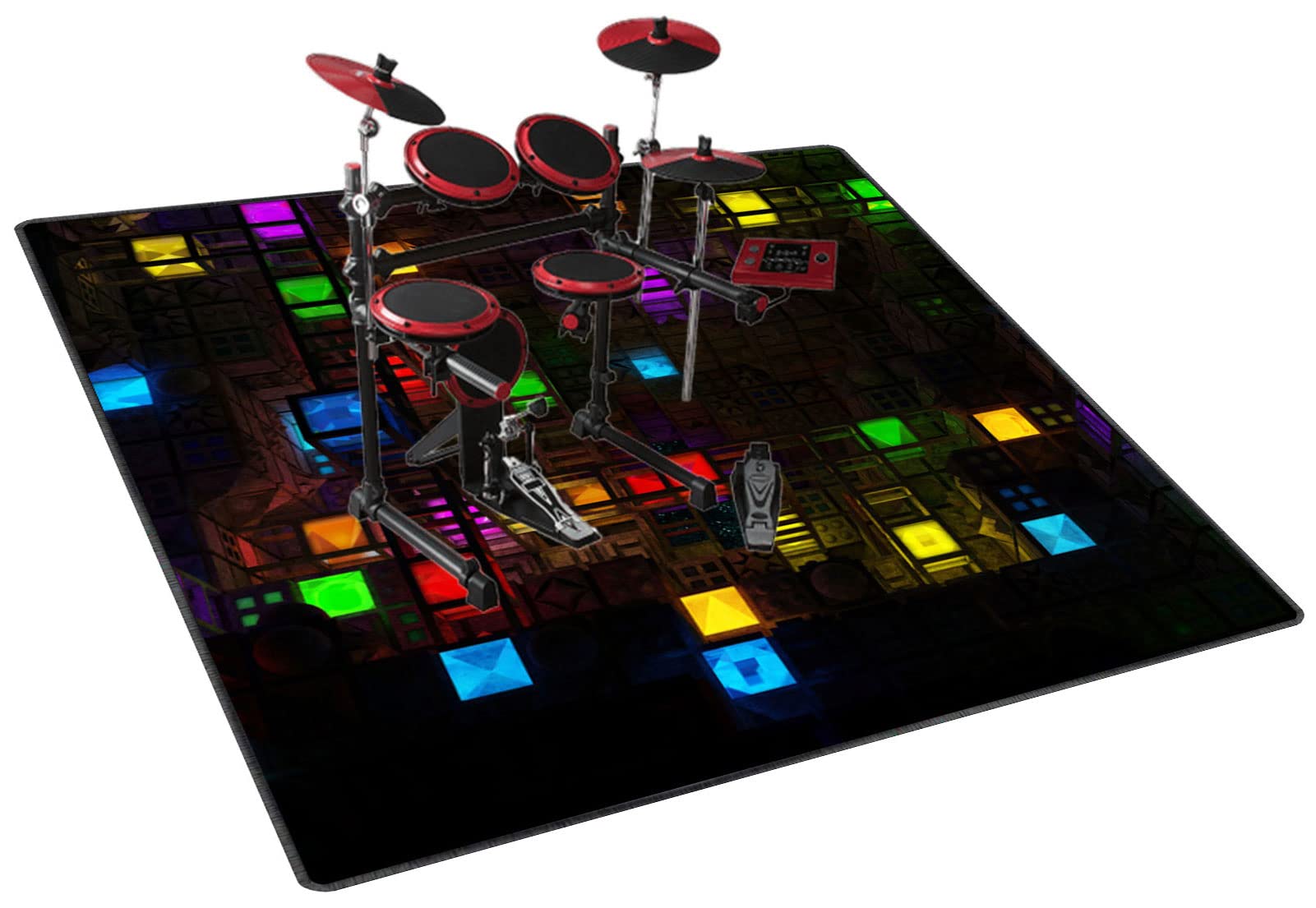 Tappeto per Batteria Tappetino per Batteria Tappeto a Tamburo Quadrato Antiscivolo Tappeto Drum Carpet per Batterie Acustica elettroniche Snare Drum Tappetino Insonorizzato (120CM × 120CM)