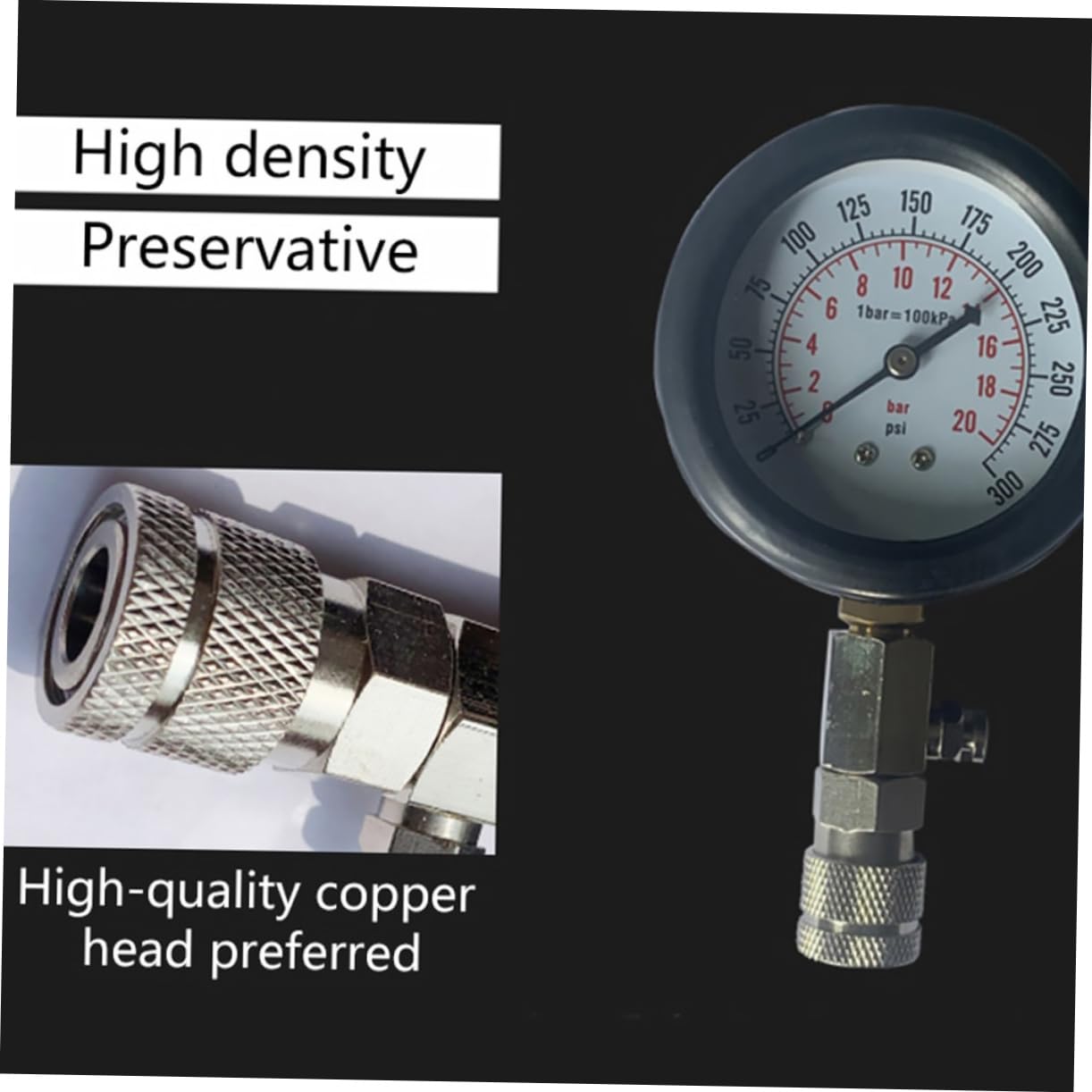 PartyKindom 5-spec Threaded Adapters Included Heat Treated Gas Engine Cylinder Pressure Gauge Automotive Tool -Resistant Impact-Resistant