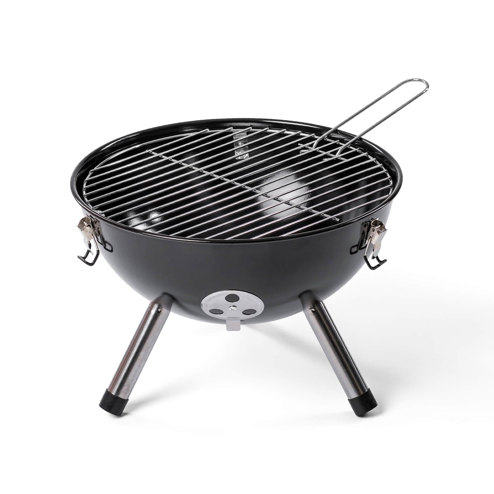 Rosmarino Blacksmith 4-częściowy zestaw, przenośny grill kulisty na węgiel drzewny, 36 cm, emaliowany ruszt chromowy, z 3 akcesoriami do grillowania, idealny do gotowania na świeżym powietrzu