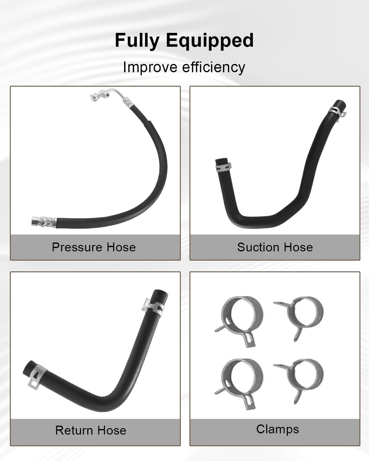 49725JA01A Power Steering High Pressure Hose Fit For Nissan Altima L4 2.5L 2007-2012, w/ 49720JA000 Pressure Line & 49717JA000 Suction Hose Line