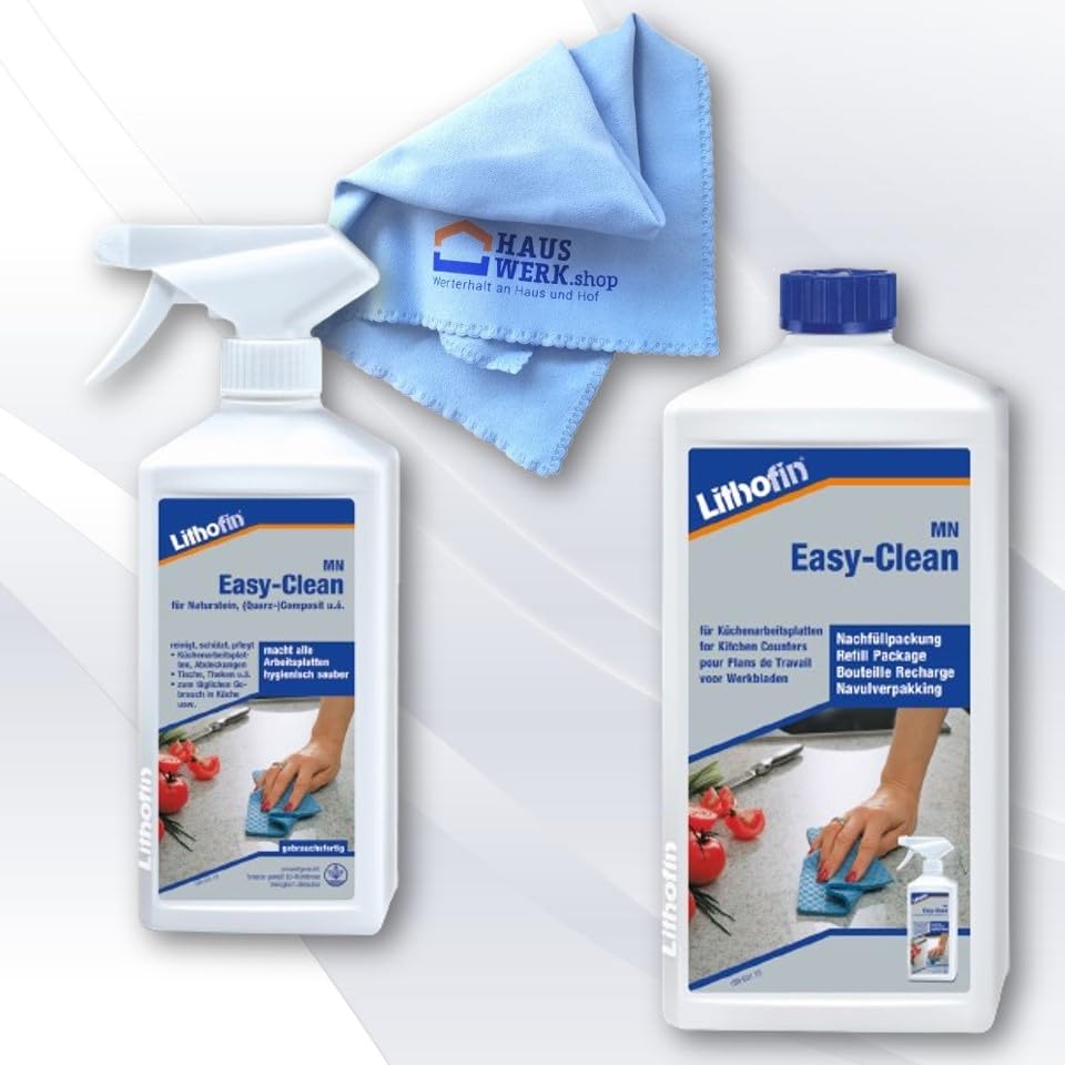 Lithofin MN Easy-Clean, 2 x 1 litre plus 500 ml spray bottle and microfibre cloth