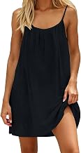 Robe Caraco Dos Nu sans Manches pour Femme, Robe à Bretelles Spaghetti, Robe d'été Courte, légère, Fluide et Parfaite pour Les Vacances à la Plage