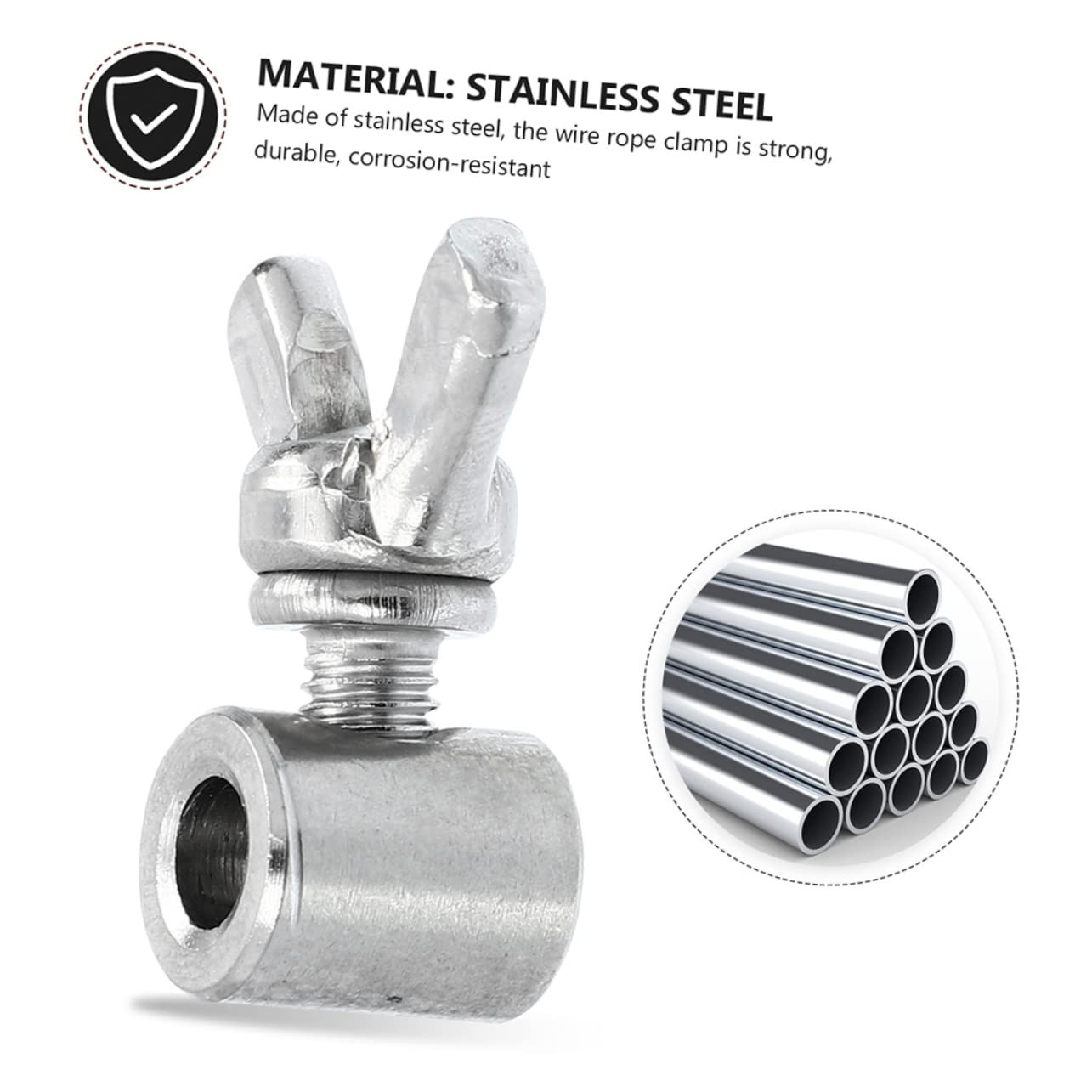 8pcs Wire Rope Butterfly Buckle Cord Clip Wire Clips for Cords Wire Rope Cable Clip Clamp Wire Curtain Hanging System Wire Clamp Cable Clamp Outdoor Cable Clips Small Clamps Silver KICHOUSE