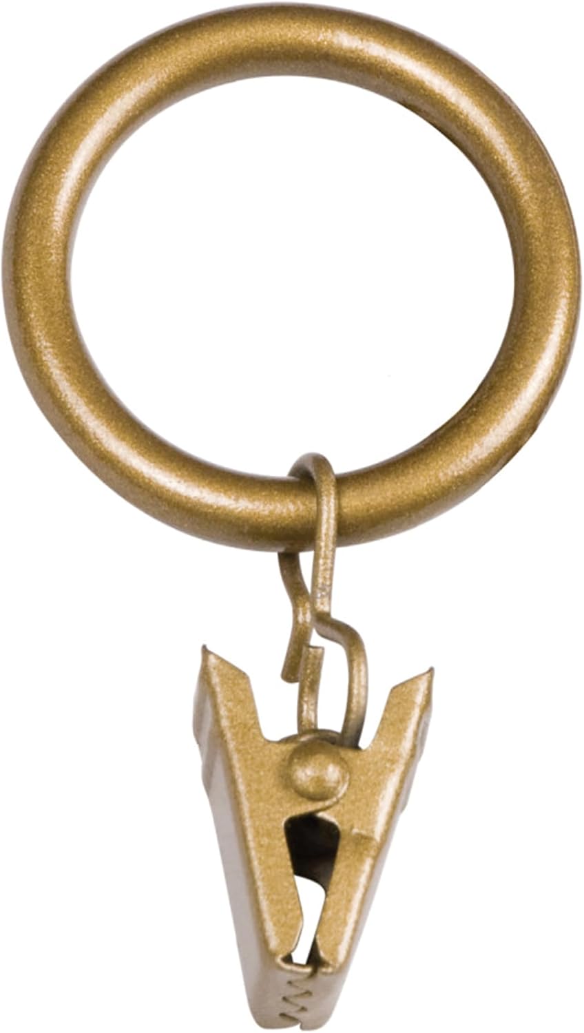 Kenney KN85202 Steel Curtain Clip Rings for 1" to 1-1/4" Diameter Curtain Rods, 14-Pack, Gold