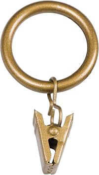 Kenney KN85202 Steel Curtain Clip Rings for 1" to 1-1/4" Diameter Curtain Rods, 14-Pack, Gold