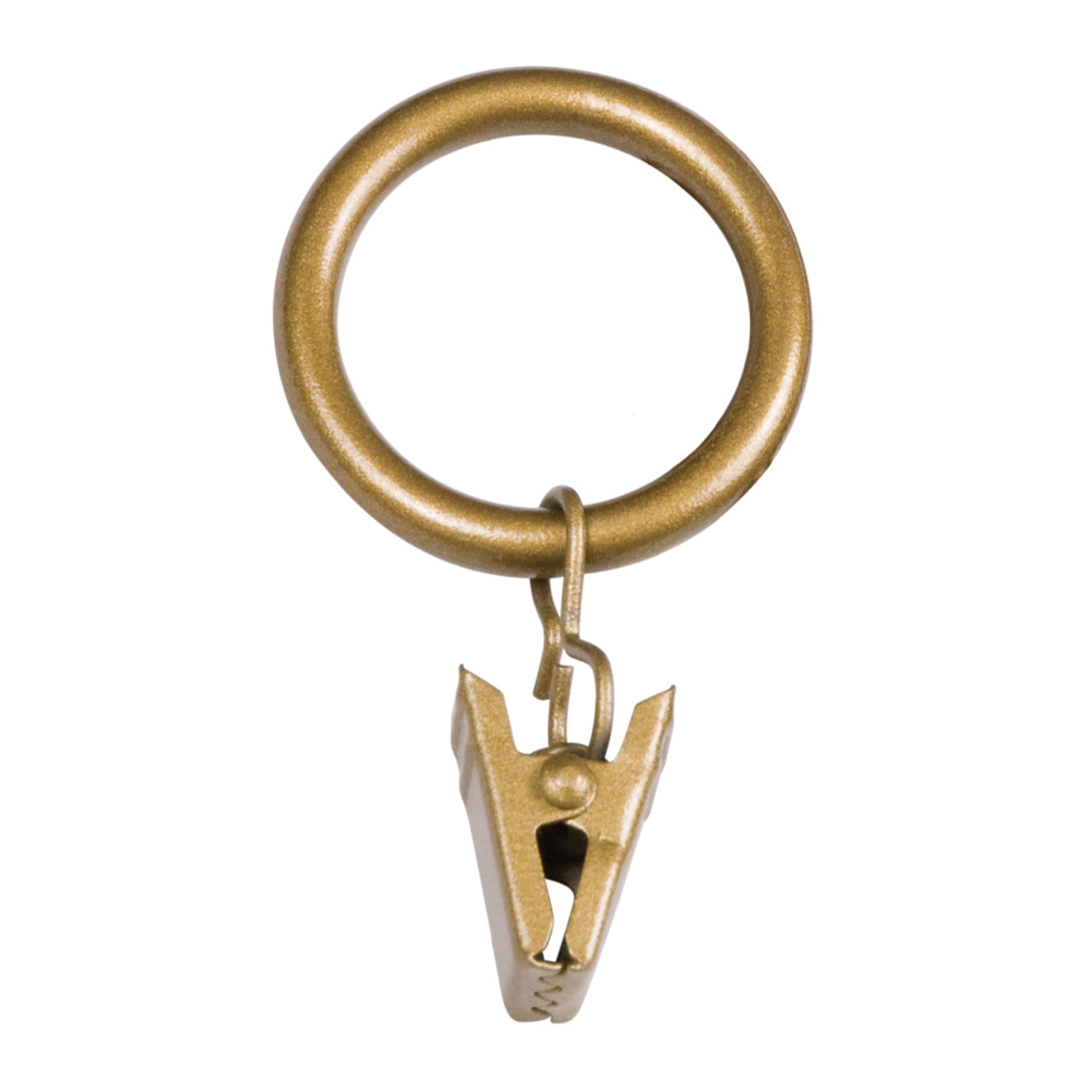 Kenney Clip Rings for 1" to 1-1/4" Diameter Curtain Rods, Gold, 14-Pack