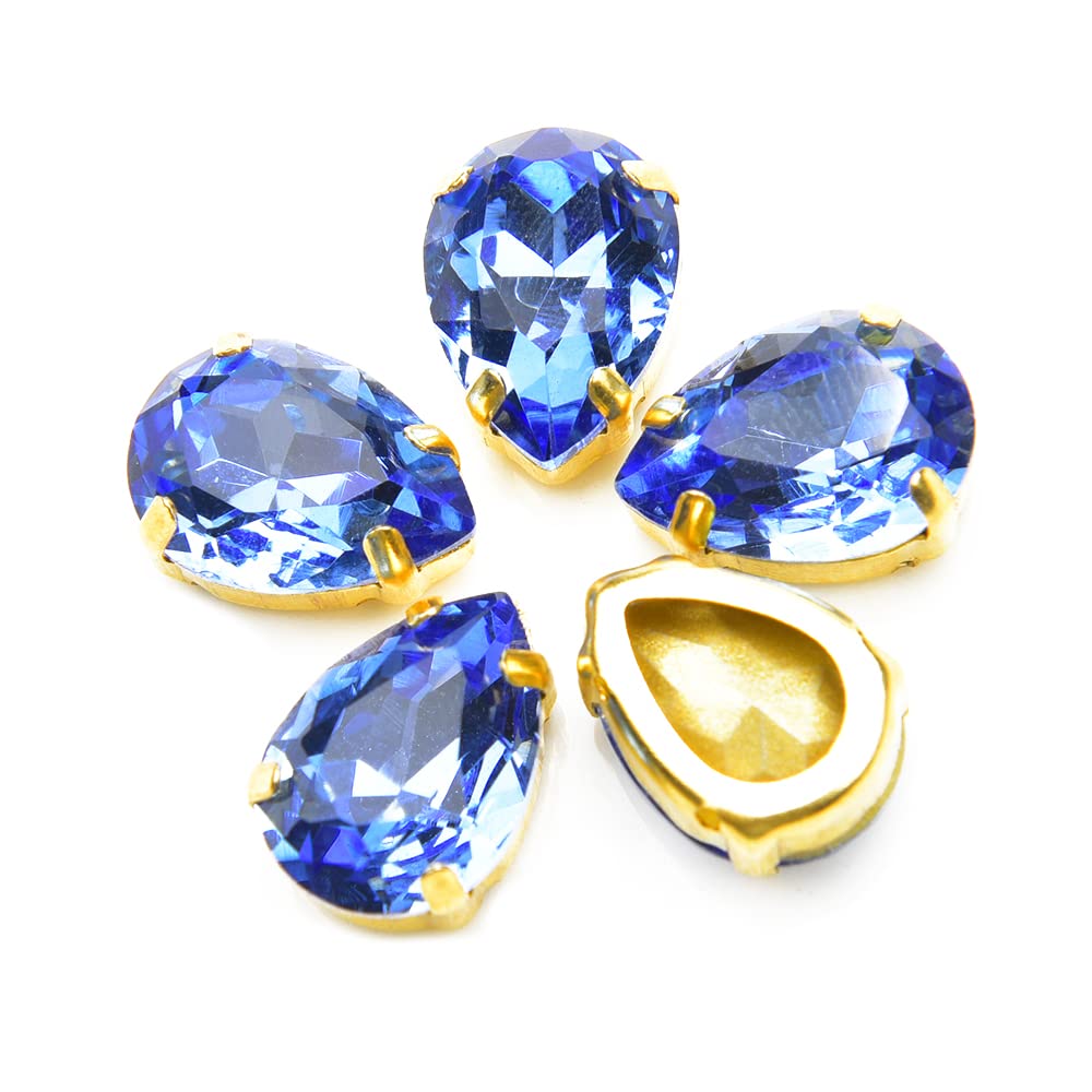 Cristales K9 para coser Choupee azul y dorado pack de 36 unidades