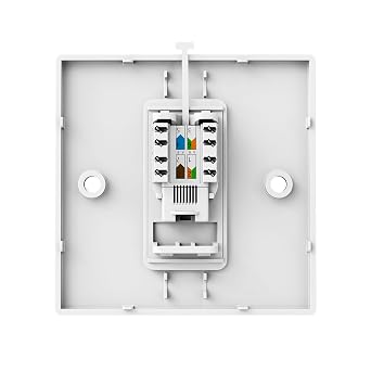 iwillink 1 Port RJ45 Socket Faceplate Wall Plate, 1 Pack | Cat6 Single Port Ethernet Cable Networking Socket Box with Keystone Jack, Compatible with Cat5/Cat5e/Cat6 Cables