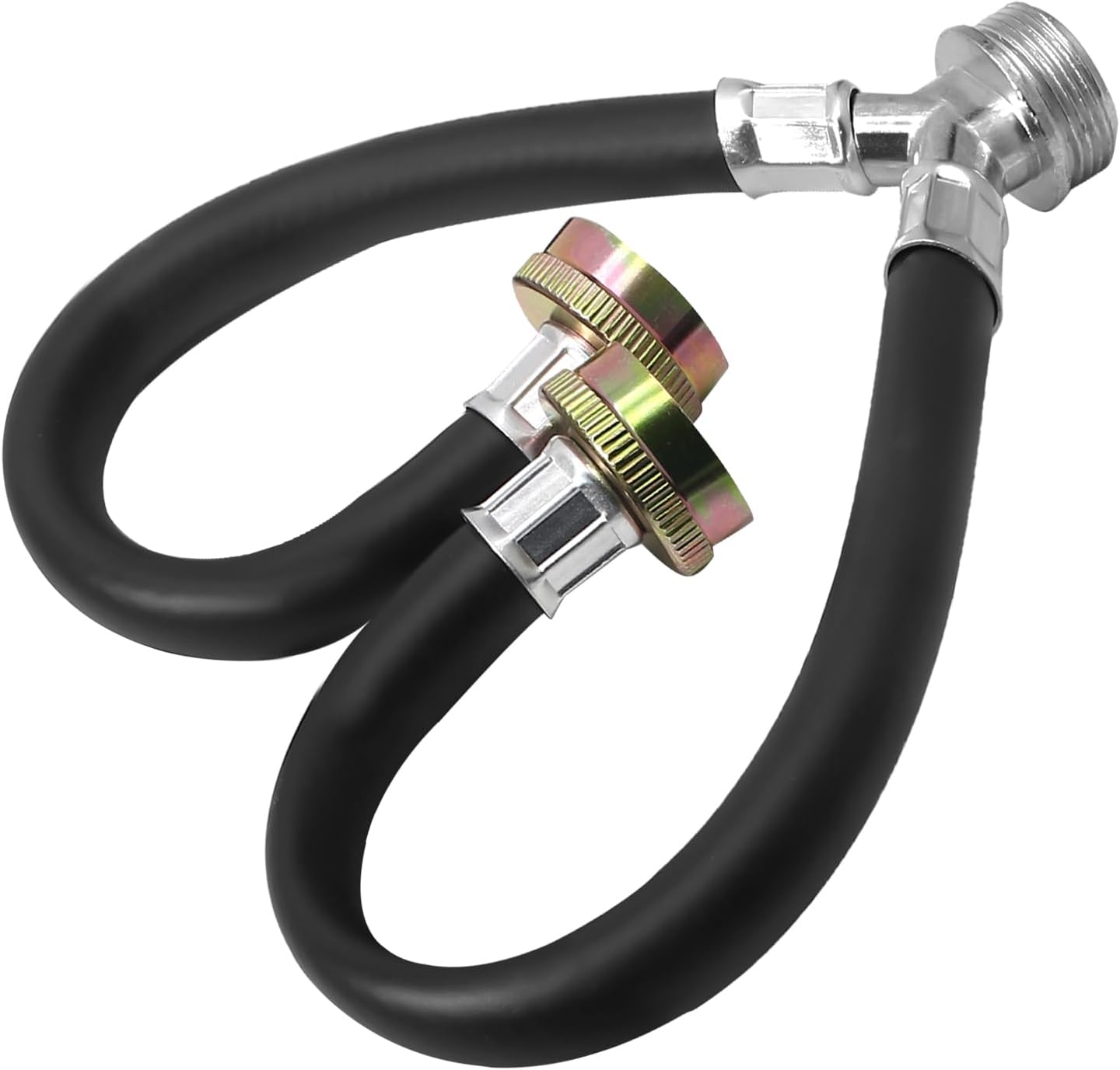 Uenhoy 12 Inch Rubber Washing Machine Y Mixer Hose, 3/4 Inch Brass Fitting Y-Split Water Hose Connector for Washer, Outdoor Garden Faucets, 1 FT