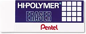 Pentel Hi-Polymer Block Eraser, Large, White, Pack of 3