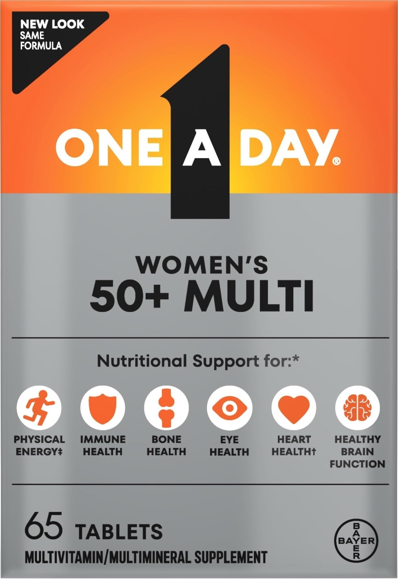 Multivitamin for Women 50 and Over Tablets, Womens Multivitamin 50 plus with Vitamins D, C, E, Zinc & Biotin, Daily Vitamins for Woman 50+, 65 Ct