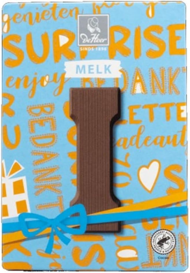 De Heer Chocolate MELK Letter (Chocolade MILK Letter) Small size 2.25 oz / 65 gr (Letter ( I ) Milk / Melk)