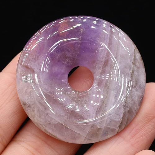 Miniatura 8 de LHJ Colgantes de cuentas de piedra natural, agujero central, forma de anillo de piedra mixta, hebilla de ping y ágata piedra de cristal para hacer