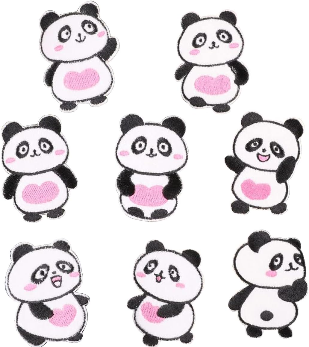 Amazon.com: 8pcs Panda Embroidered Patches Cute Iron on Patches Bear ...