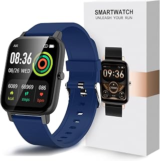 Lively Life Smart Watch for Women Men, Fitness Tracker with Heart Rate Monitor,Full Touch Screen Ladies Smart Watch IP68 Waterproof Sports Smartwatch for Women Men Android iOS Phones - Deep Blue