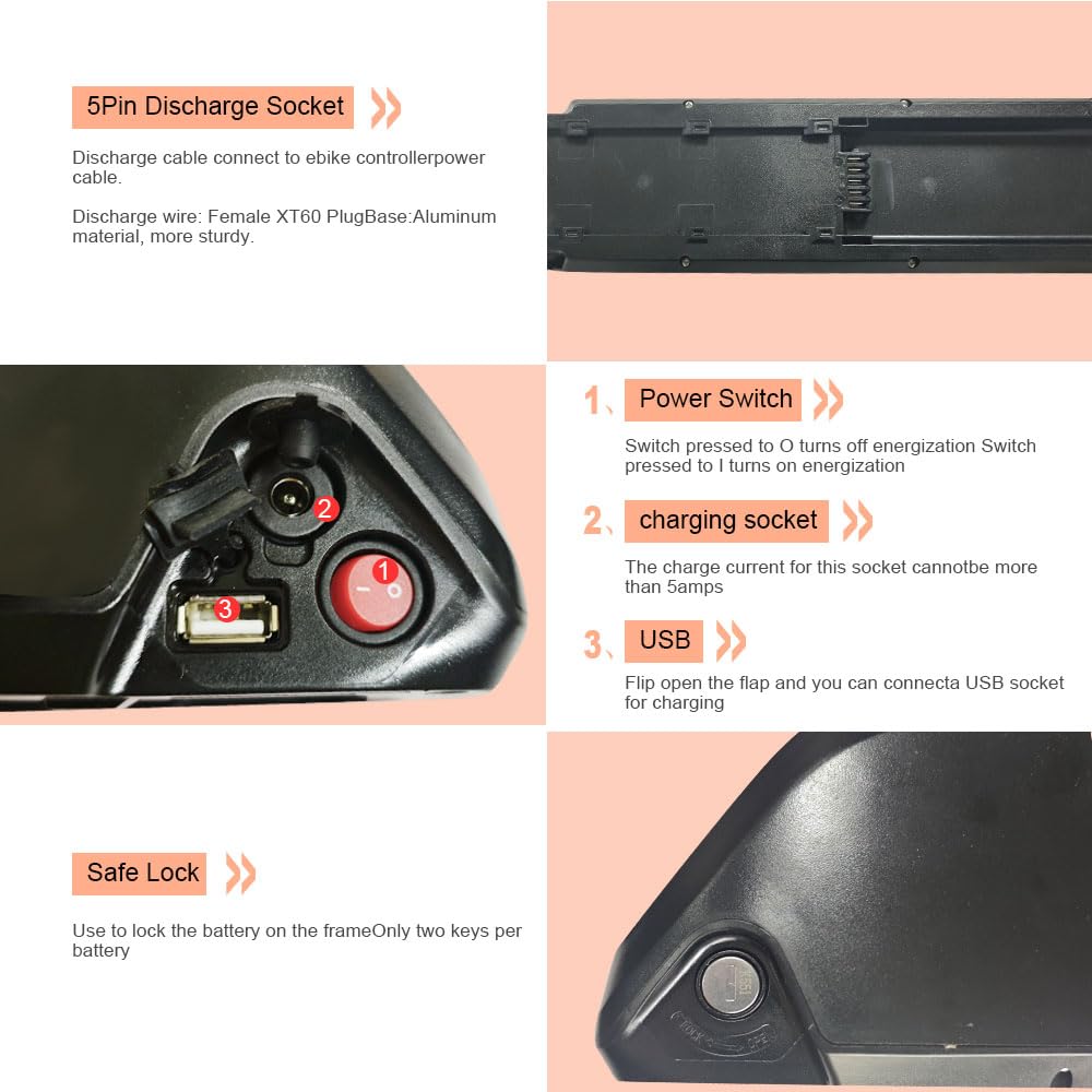 Batterie per biciclette elettriche Hailong Generation II 36V 48V 52V 20Ah 25Ah 28Ah 21700 e 18650 Adatte per motori Bafang/Brushless/Aw (48V15Ah)