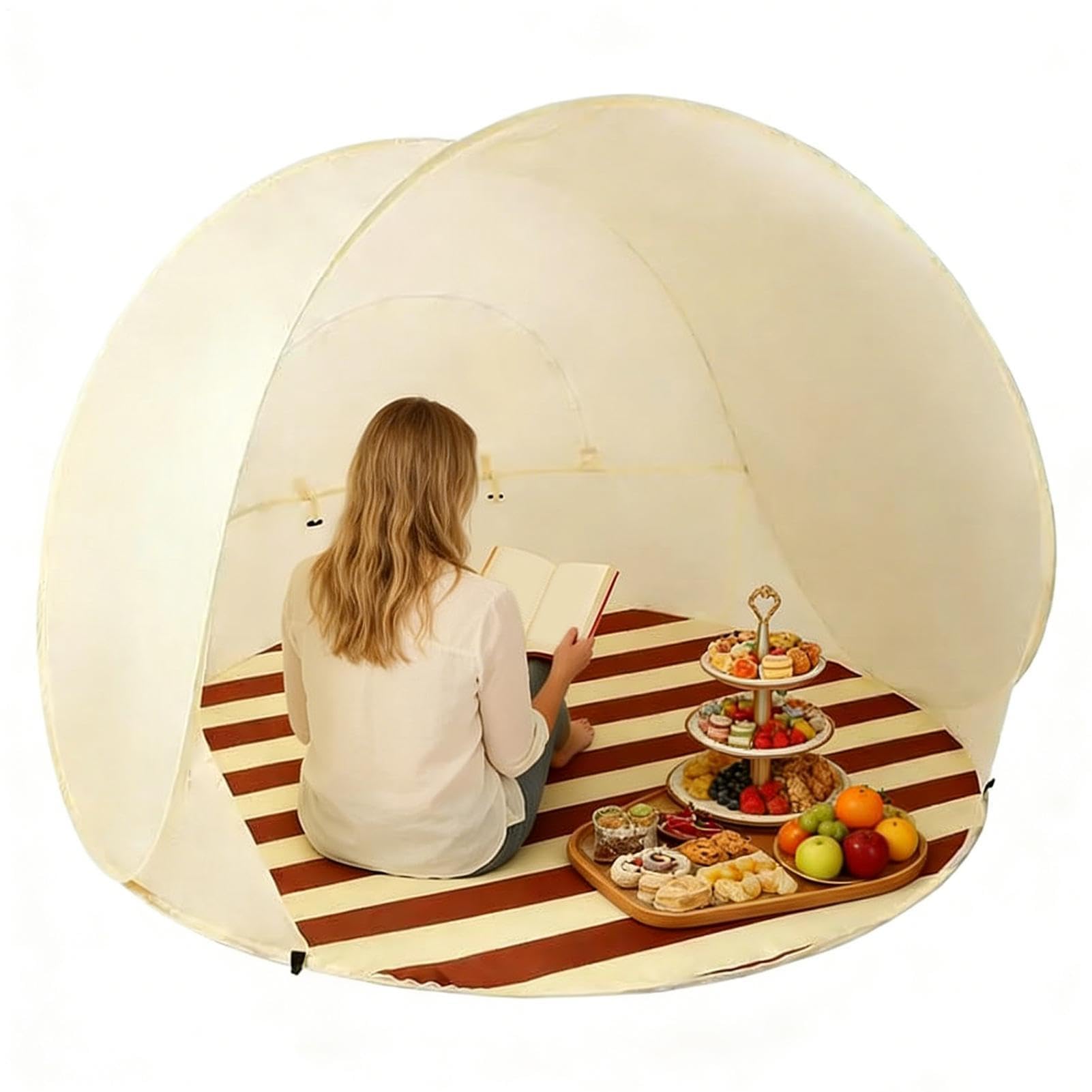 Tente de plage, tente de plage pop-up pour enfants et adultes, 3 hommes, abri de plage gonflable, abri solaire protégé contre les UV, parapluie de plage portable, tente de pique-nique instantanée