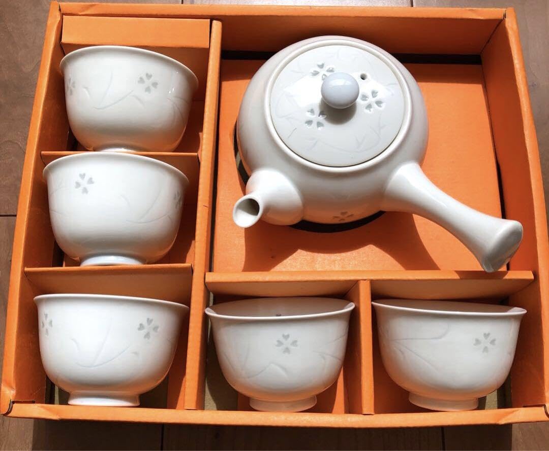 Amazon.co.jp: 有田焼 ホタル彫 急須＆湯呑(5個)セット 箱入り