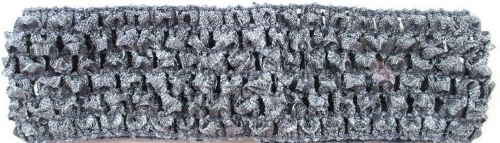 Fabulicious Crochet Elastic Headband - 1.5" wide, tutu, princess, baby, girl, woman (Gray)
