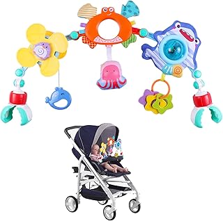 Baby Play Arch Crib Toy, Babies Pram Toys with Rattle, Foldable Hanging Arch Mobile Toys for Newborn Toddler Stroller Car ...