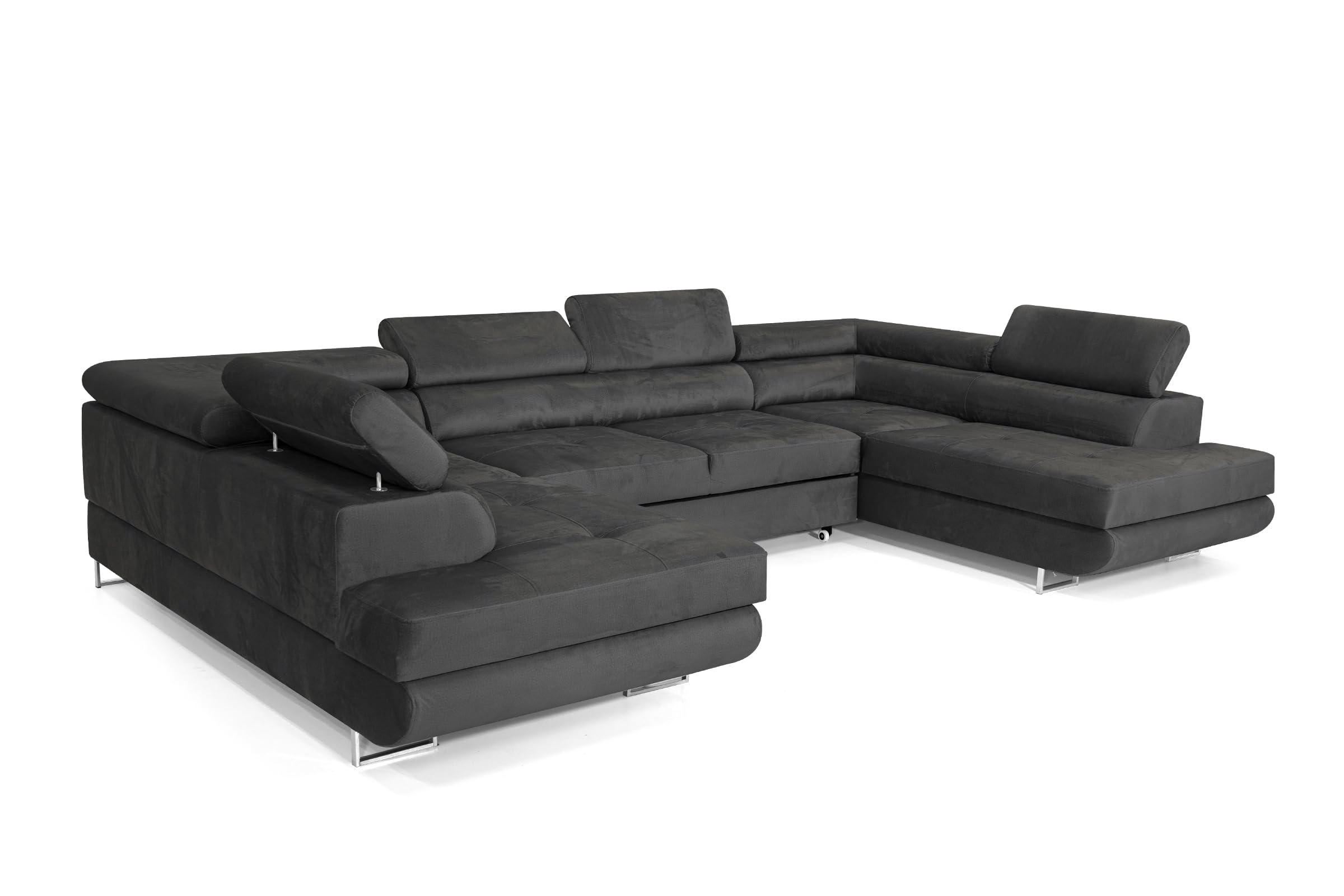 AX LIVING Cedria grijze hoekbank U vorm - 389 cm met slaapfunctie